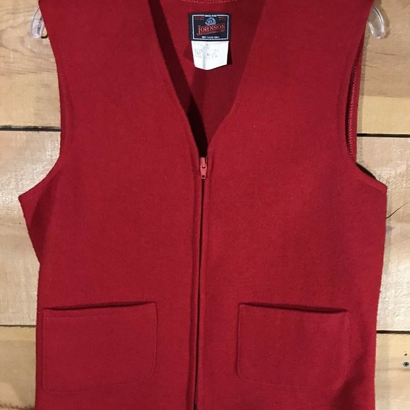 Vintage Johnson Woolen Mills Wool Vest Mens Size XSmall Cut #2080 Made USA Red - Picture 3 of 10